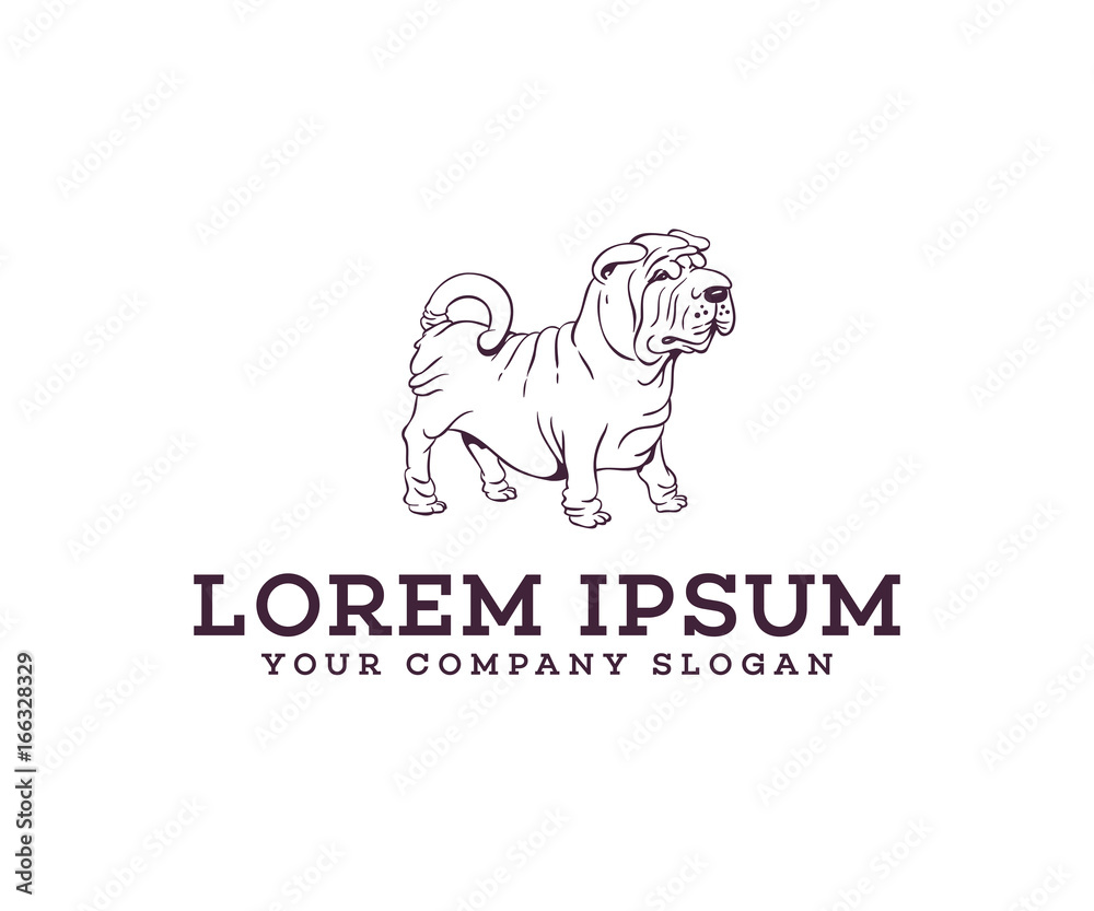 Obraz premium Stand dog logo. pet dog logo design concept template