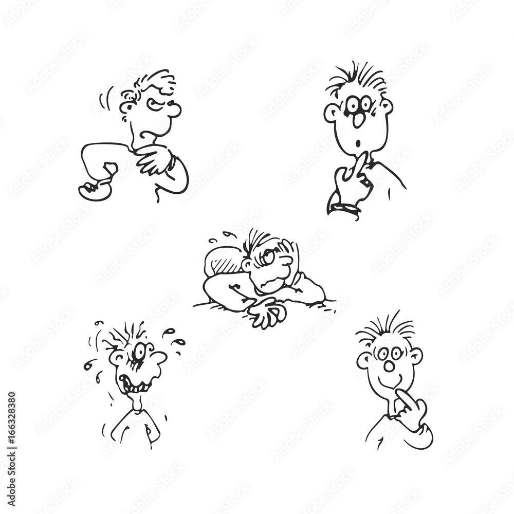 emotions faces vector cartoon characters. Vector Illustration set emotions faces vector cartoon characters. Vector Illustration set