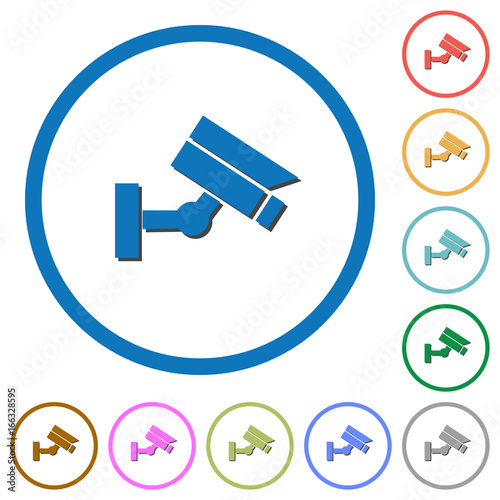 Security camera icons with shadows and outlines