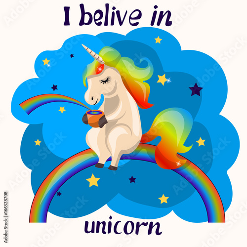 vector illustration of a cute unicorn