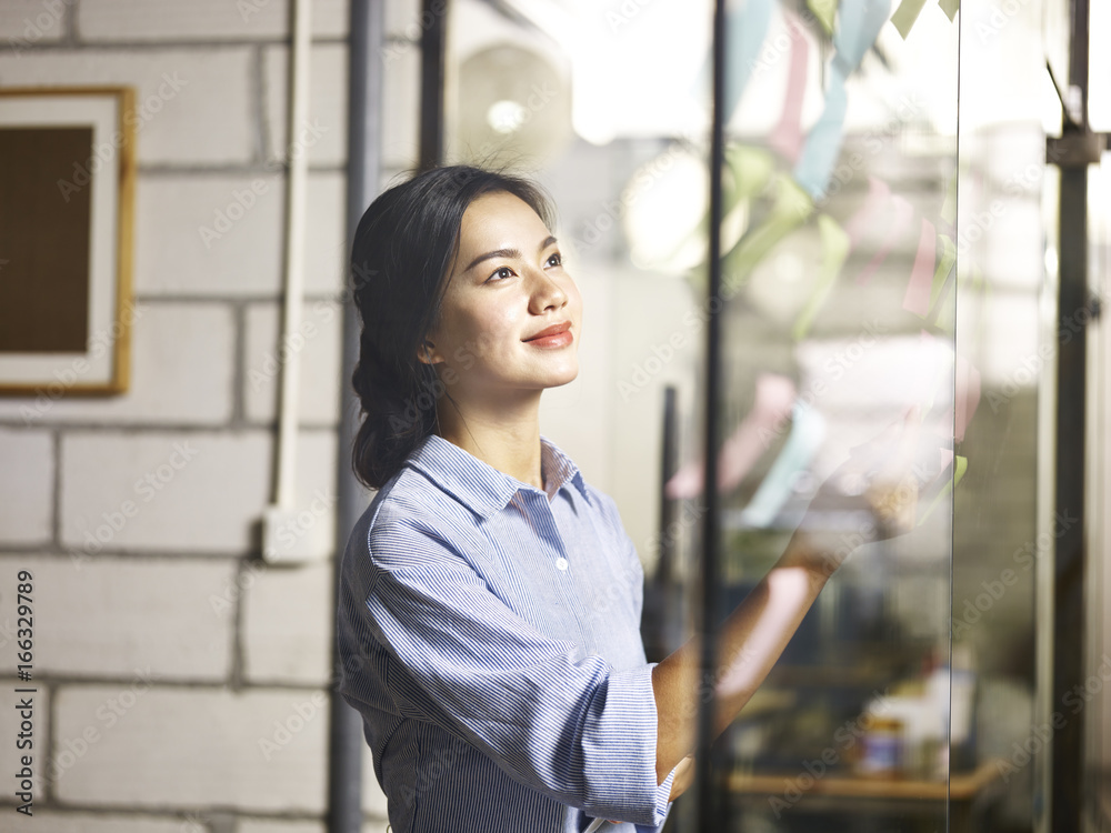 young asian businesswoman making business plan young asian businesswoman making business plan