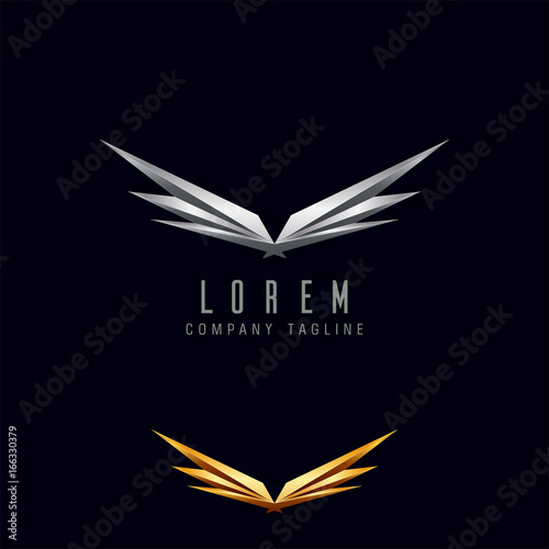 luxury wings logo design concept template