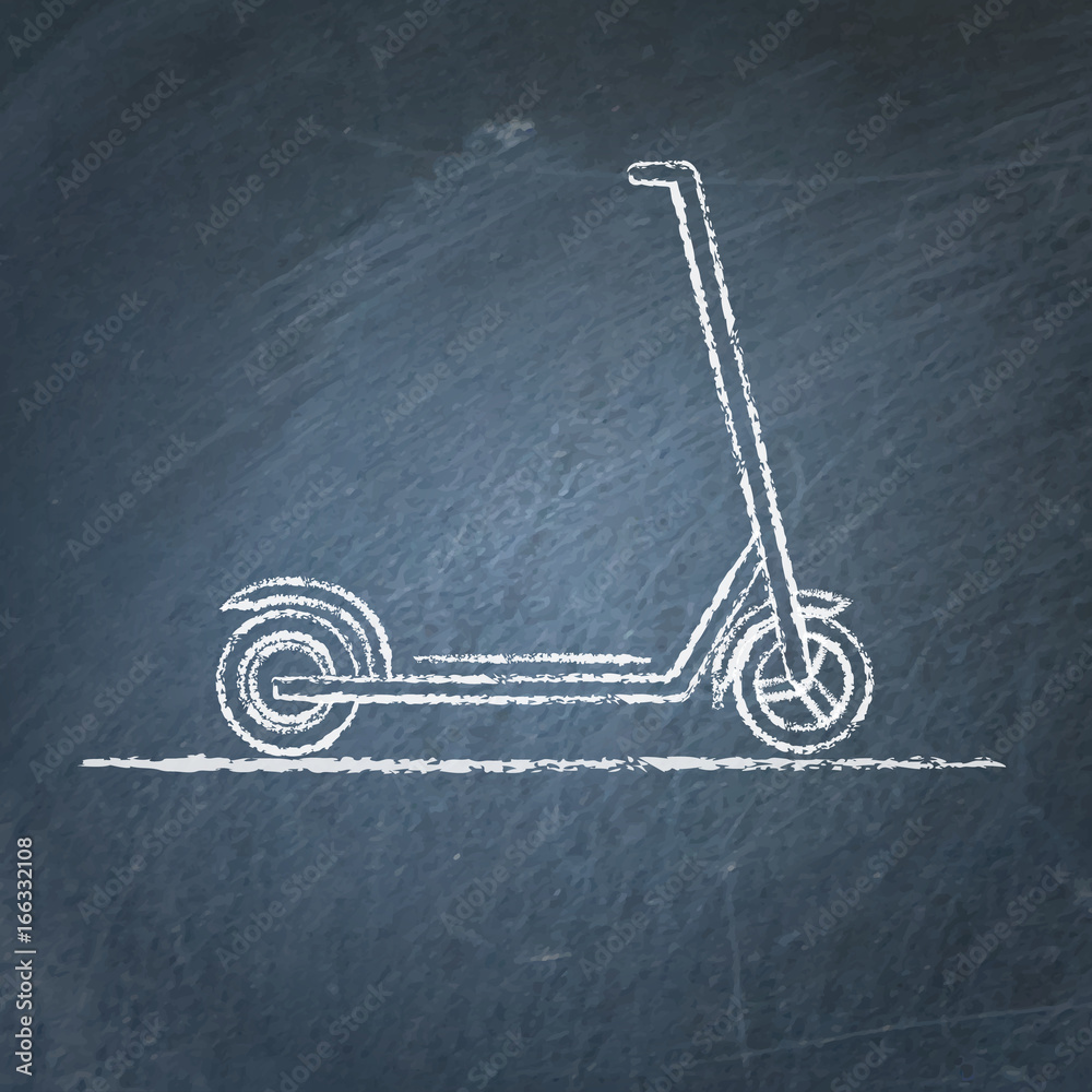 Fototapeta premium Kick scooter sketch on chalkboard