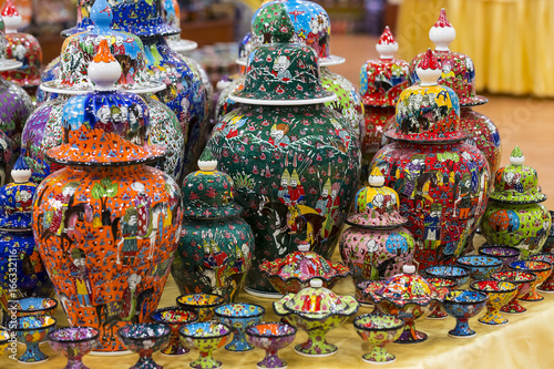 Traditional Turkish painted ceramics on the market 