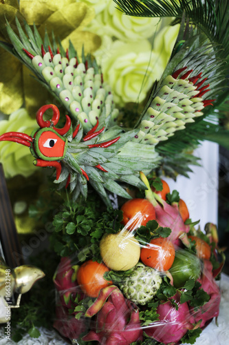 A Phoenix made by fruits on traditional Vietnamese wedding