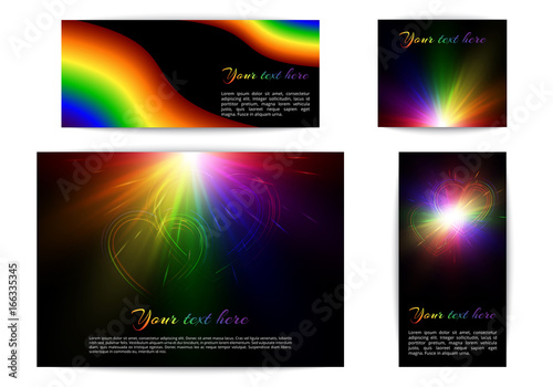 Banners of different sizes with rainbow design. Multicolored background with flag community colors lgbt.

