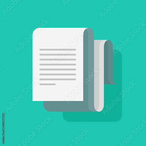 Big document roll with text vector illustration isolated, flat cartoon long paper sheet doc, idea of new message or notification, letter