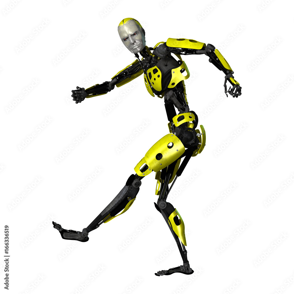 3D Rendering Dancing Robot on White 3D Rendering Dancing Robot on White