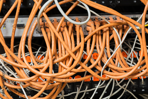 The wires and cables. Computer technology  network device  Internet.