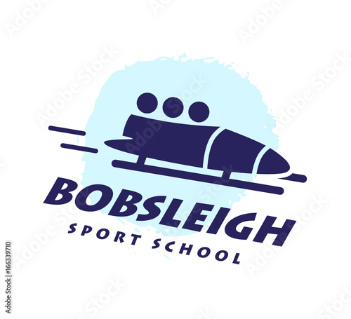 Vector flat bobsleigh school emblem isolated