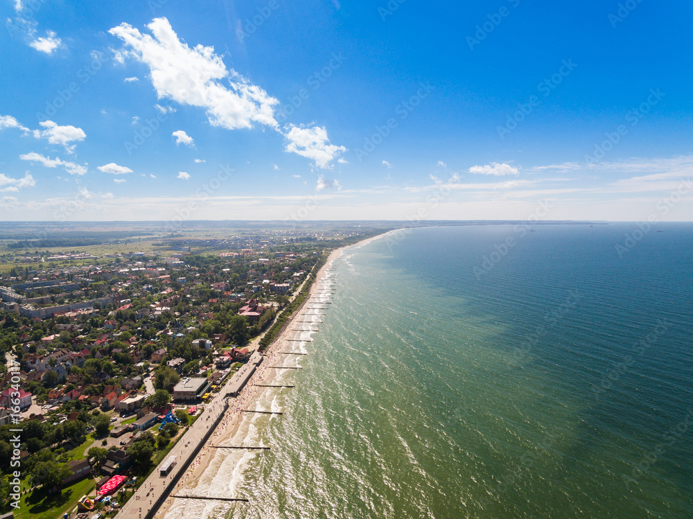 Top view of the beach