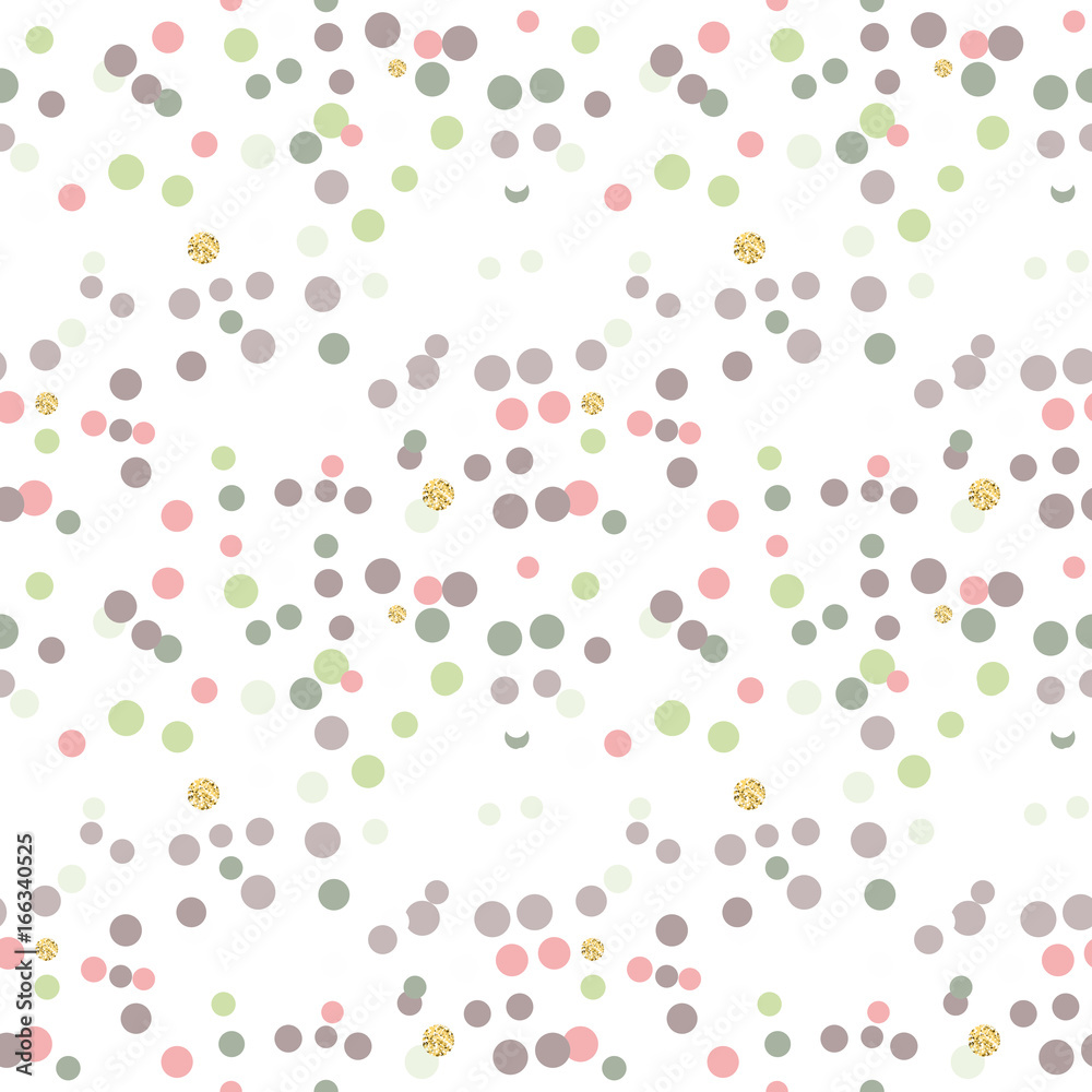 Modern Abstract Vector Confetti Background. Seamless pattern in soft pastel colors and golden glitters. Festive party repeat. Modern Abstract Vector Confetti Background. Seamless pattern in soft pastel colors and golden glitters. Festive party repeat.