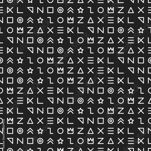 Retro memphis geometric line shapes seamless patterns. Hipster fashion 80-90s. Abstract jumble textures. Black and white. Zigzag lines. Triangle. Memphis style for printing, website, design, poster.