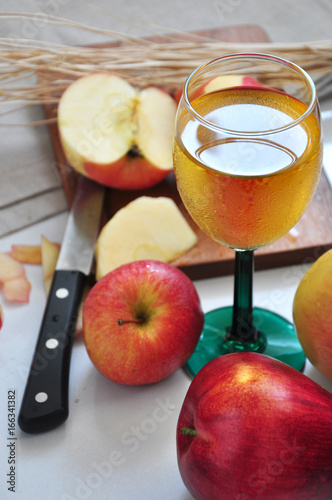 Red Apple with Glass of Red Apple Juice