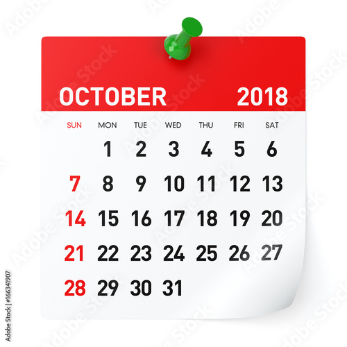 October 2018 - Calendar