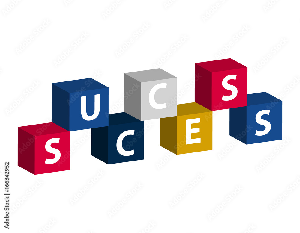 Color cube with text success isolated on white background. Color cube with text success isolated on white background.