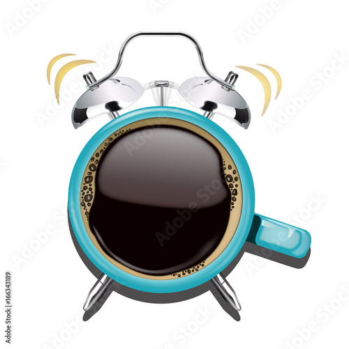 Alarm clock and coffee concept