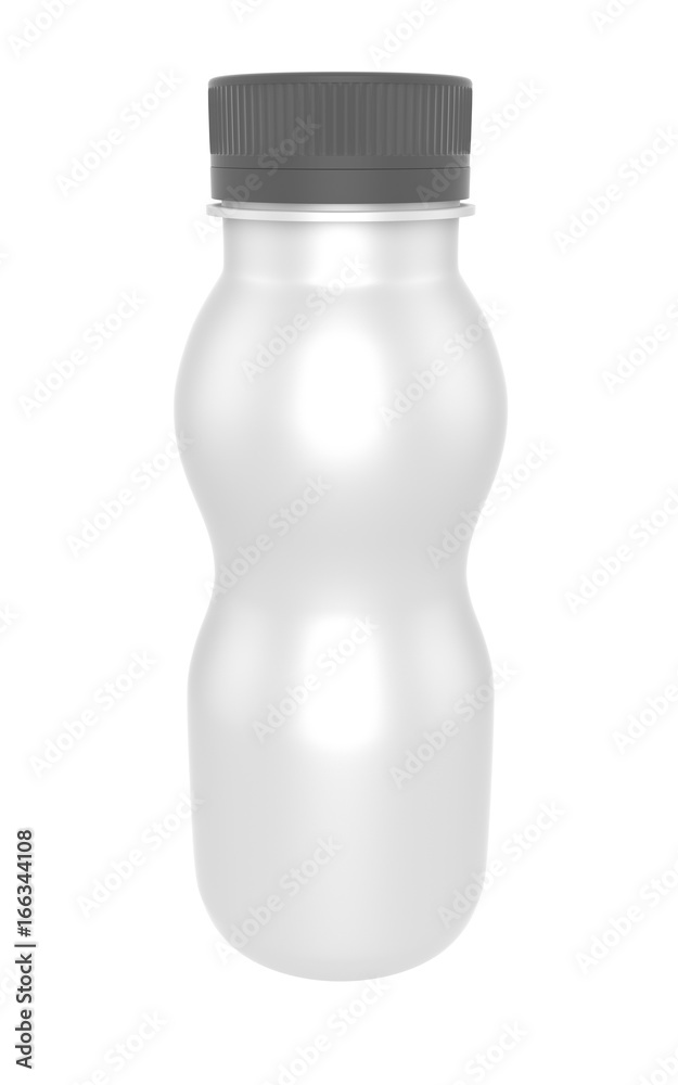 3D realistic render of milk or yogurt plastic bottle with grey lid on white background. Clipping path 3D realistic render of milk or yogurt plastic bottle with grey lid on white background. Clipping path