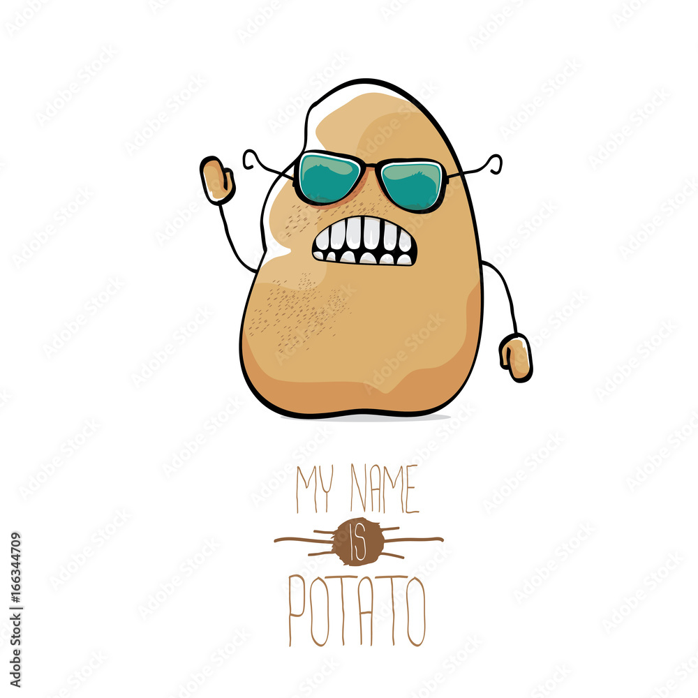 Obraz premium vector funny cartoon cute brown potato