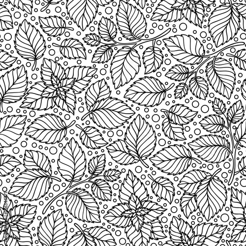 Vector seamless pattern  of mint leaves .