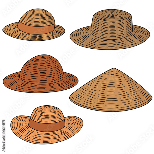 vector set of straw hat