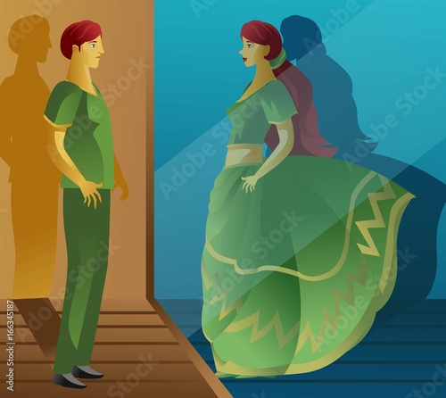man who looks in the mirror and see a woman