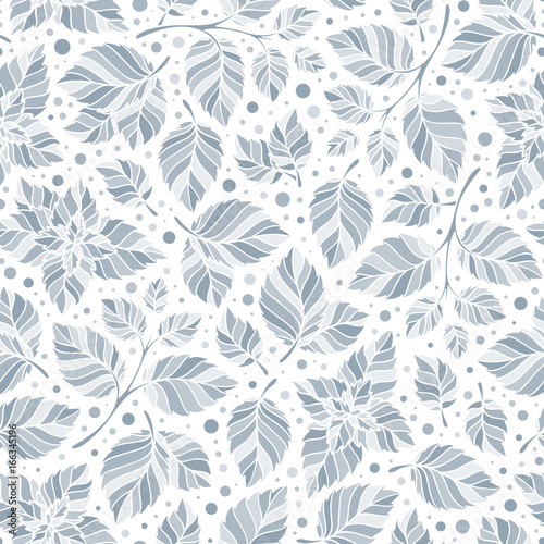Hand drawn vector seamless pattern with mint leaves