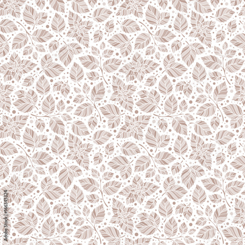 Hand drawn vector seamless pattern with mint leaves