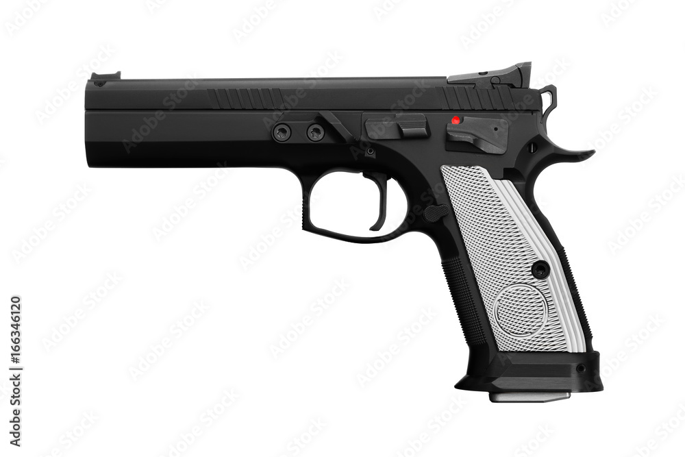 black gun pistol isolated on white