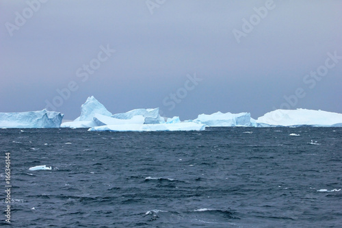 Antarctic landscape  icebergs  mountains and ocean  Antarctic Peninsula Antarctica