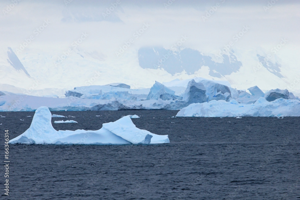 Antarctic landscape, icebergs, mountains and ocean, Antarctic Peninsula Antarctica