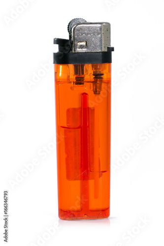 Slika na platnu Red blank gas lighter stand isolated on a white background