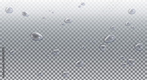 Water drops. Realistic water drops pattern. Transparent effect, abstract background. Natural Rain drops wallpaper. 3D drops,vector illustration.
