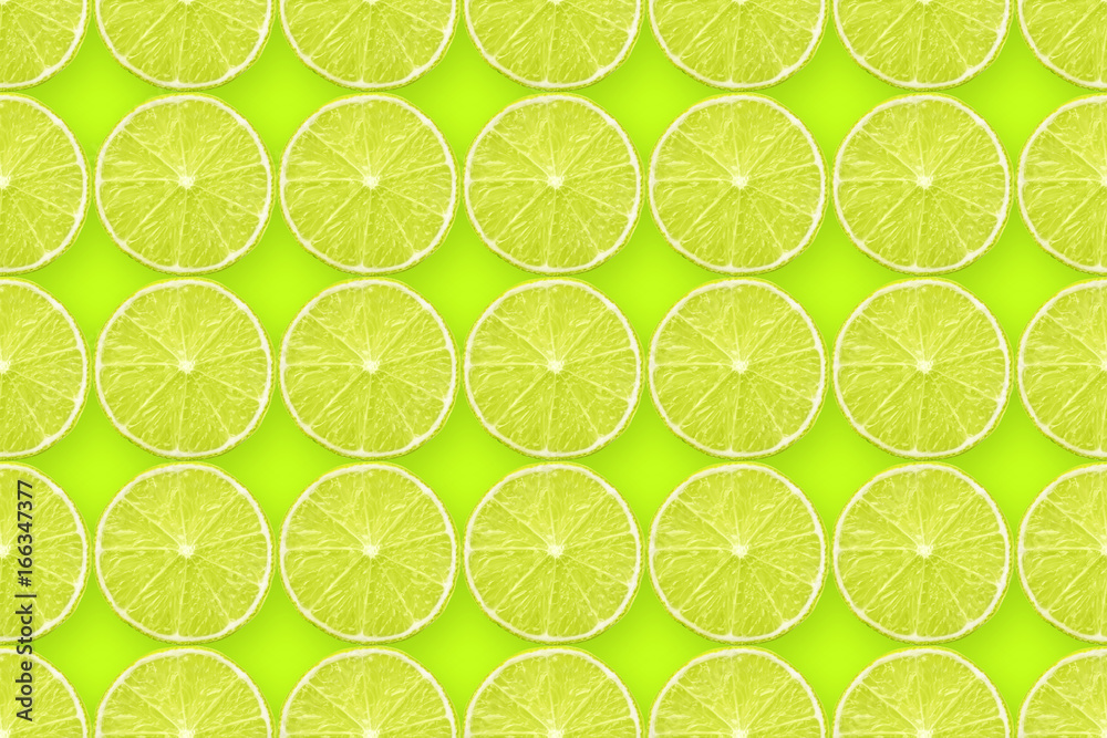 lime slices on green