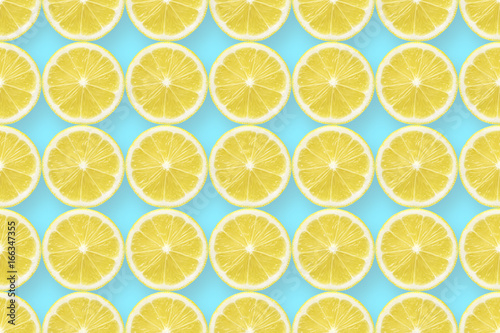 lemon slices on blue