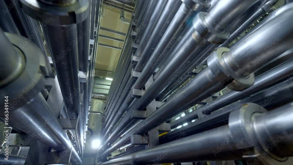 Endless curving pipes at a dairy factory. Endless curving pipes at a dairy factory.
