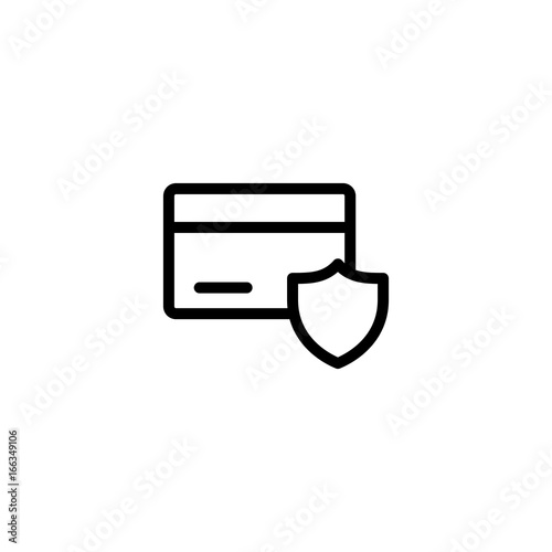 debit card with shield line black icon