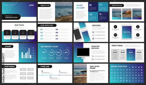 Modern Purple and Blue Gradient Presentation Template. You can use it presentation, flyer and leaflet, corporate report, marketing, pitch, annual report, catalog. photo