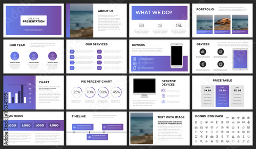 Modern Purple and Blue Presentation Template. You can use it presentation, flyer and leaflet, corporate report, marketing, pitch, annual report, catalog.