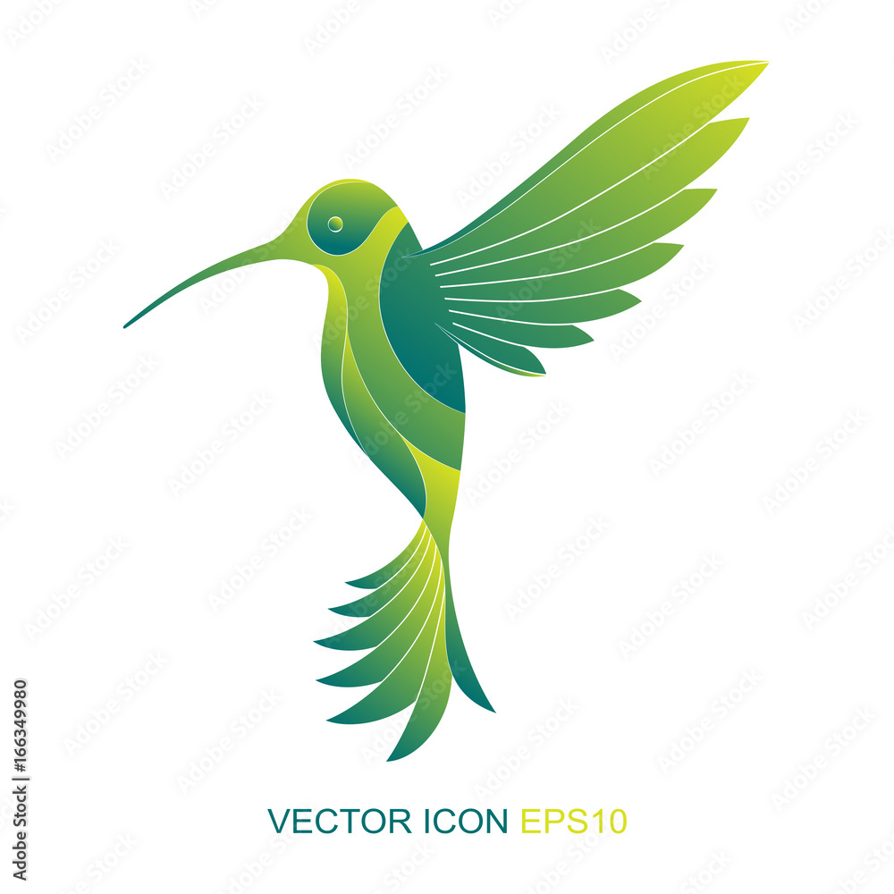 Obraz premium Silhouette of a hummingbird. Logo. Vector. A flat icon. Vector illustration. A kind of bird with a side.