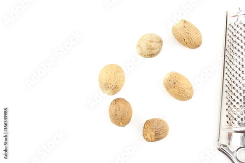 nutmeg seeds isolated on a white background