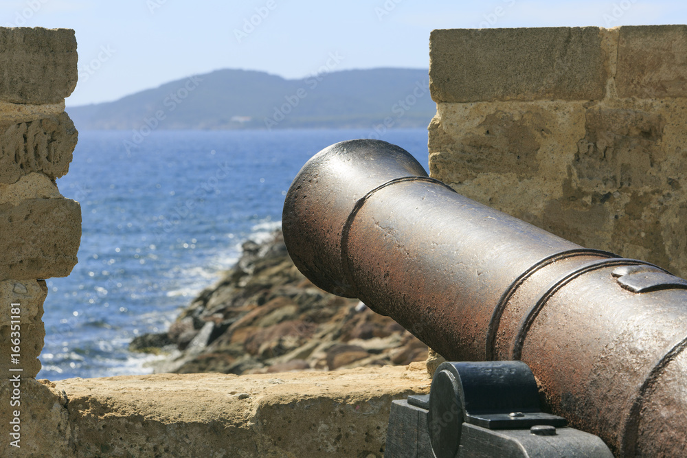 Old war iron canon in Sardinia