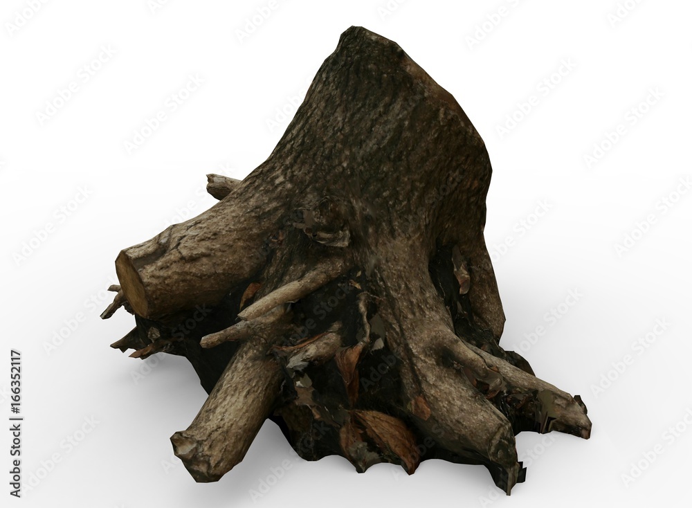 Fototapeta premium 3d illustration of Stump. white background isolated. icon for game web.