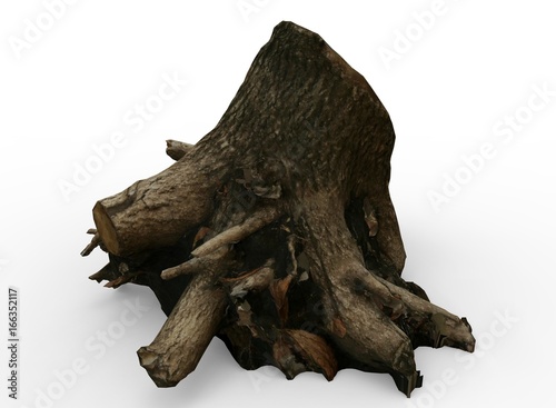 3d illustration of Stump. white background isolated. icon for game web.