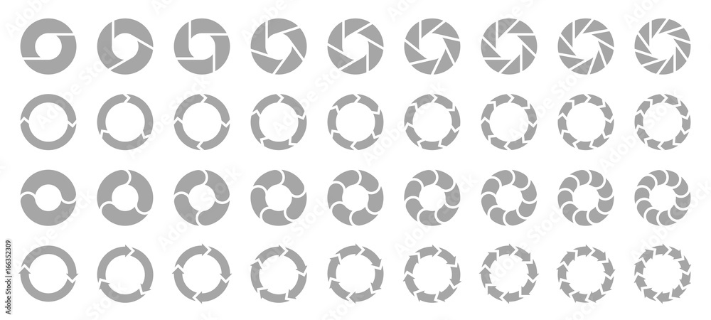 Square Set Pie Charts Arrows Grey Square Set Pie Charts Arrows Grey