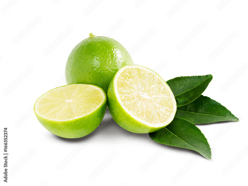 Isolated fresh lime or green lemon with clipping path.