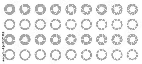 Square Set Pie Charts Arrows Grey