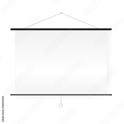 Meeting Projector Screen Vector. Empty White Board Presentation Conference On The Wall.  Vector Illustration.