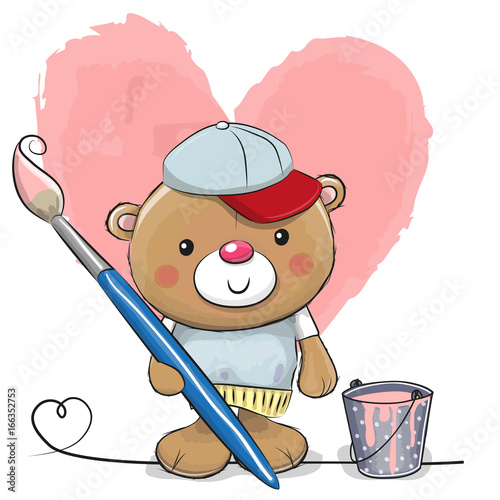 Cute Cartoon Artist Teddy Bear