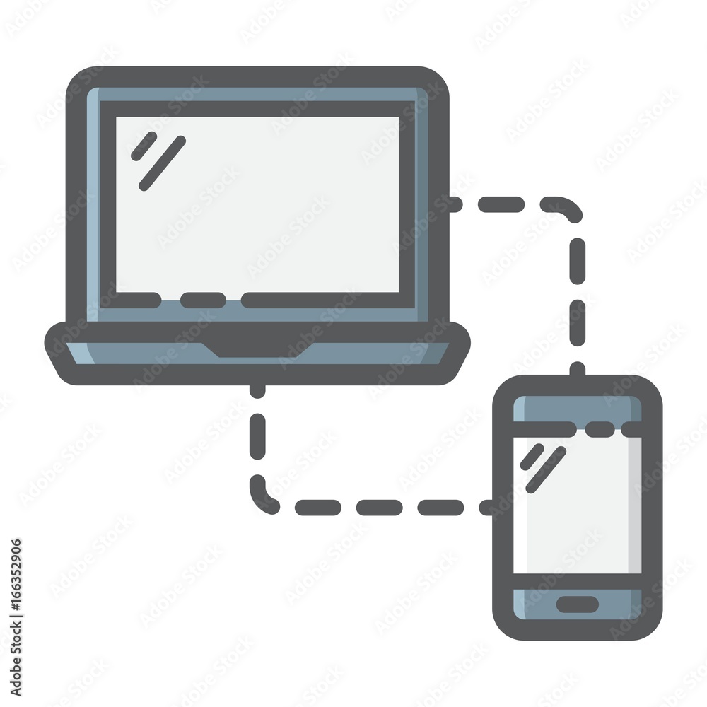 Responsive web design filled outline icon, seo and development, sync devices sign vector graphics, a linear pattern on a white background, eps 10.